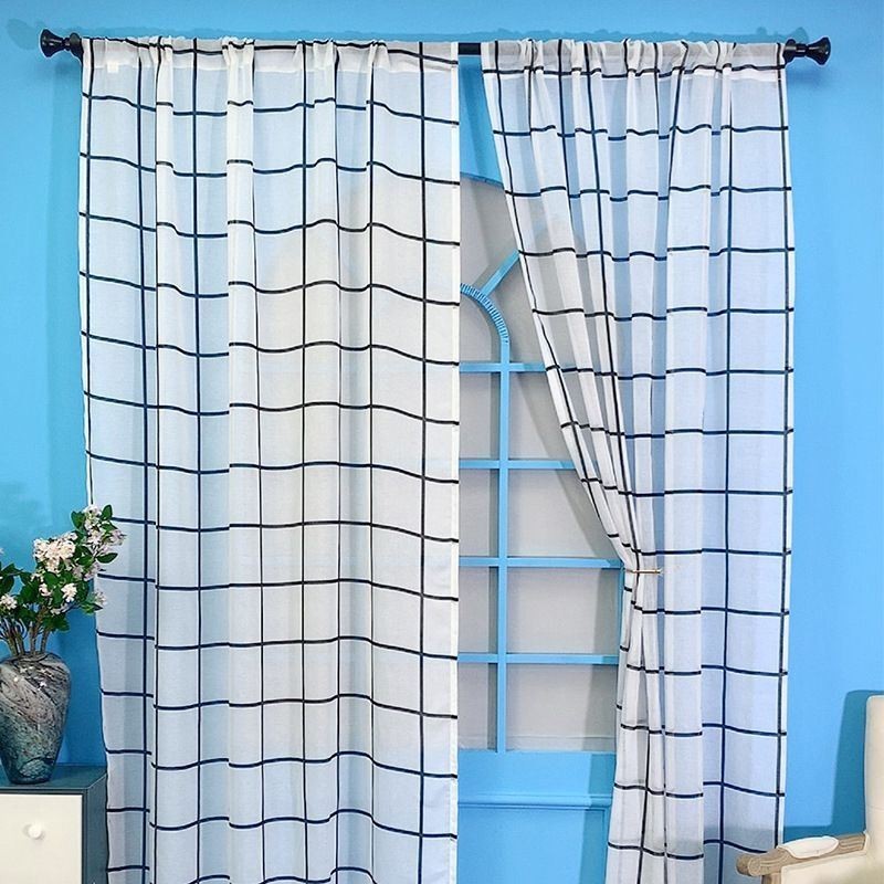 Rideau En Voile À Motif Treillis, Rideau Sur Mesure, Rideaux Transparents Pour Salon Et Chambre À Coucher