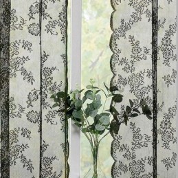 Rideaux En Dentelle Transparente Noire À Motif Floral Pour Le Salon