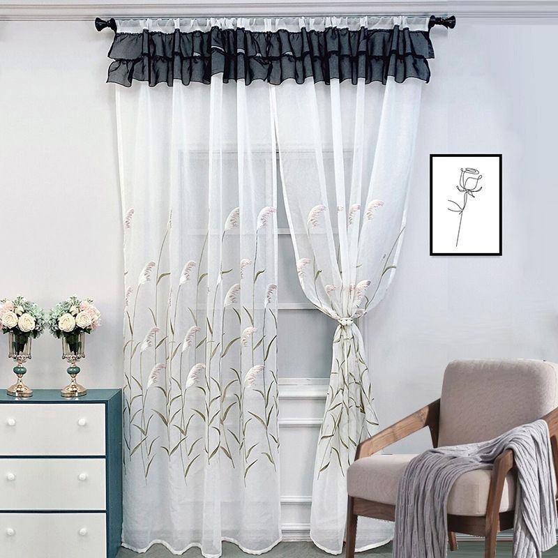 Rideaux En Tulle Brodé Modernes En Roseau Pour Salon Et Chambre À Coucher