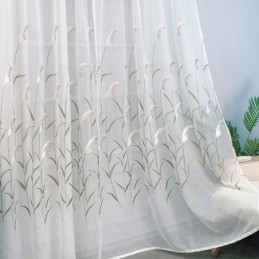 Rideaux En Tulle Brodé Modernes En Roseau Pour Salon Et Chambre À Coucher