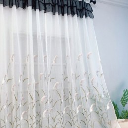 Rideaux En Tulle Brodé Modernes En Roseau Pour Salon Et Chambre À Coucher