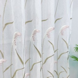 Rideaux En Tulle Brodé Modernes En Roseau Pour Salon Et Chambre À Coucher