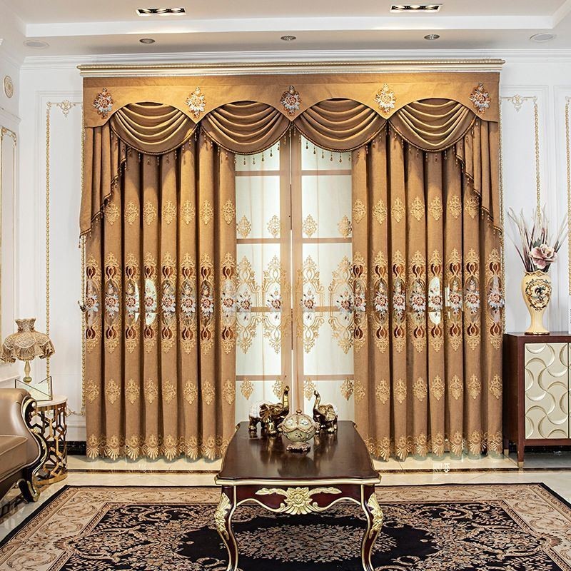 Rideau En Chenille Sur Mesure, Style Européen, Broderie Florale, Décoration De Fenêtre