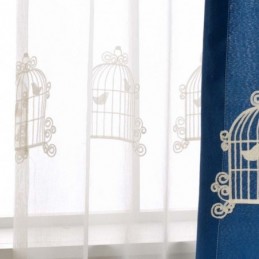 Rideau Transparent Respirant Sur Mesure, Broderie Cage À Oiseaux, Pour Salon