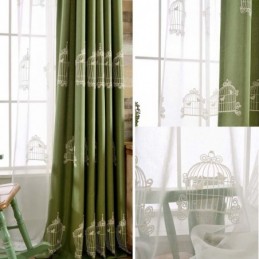 Rideau Transparent Respirant Sur Mesure, Broderie Cage À Oiseaux, Pour Salon