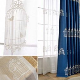 Rideau Transparent Respirant Sur Mesure, Broderie Cage À Oiseaux, Pour Salon