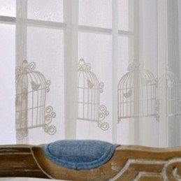 Rideau Transparent Respirant Sur Mesure, Broderie Cage À Oiseaux, Pour Salon