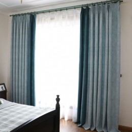 Rideau Occultant Sur Mesure, Style Européen Simple, Doux, En Coton Bleu Jacquard, Décoratif Pour Chambre À Coucher