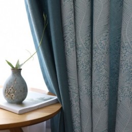 Rideau Occultant Sur Mesure, Style Européen Simple, Doux, En Coton Bleu Jacquard, Décoratif Pour Chambre À Coucher