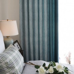 Rideau Occultant Sur Mesure, Style Européen Simple, Doux, En Coton Bleu Jacquard, Décoratif Pour Chambre À Coucher