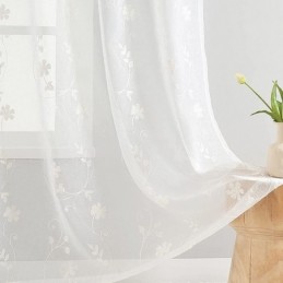 Rideaux Transparents Blancs Brodés Pour Fenêtres, Rideaux Sur Mesure Pour Salon, Chambre À Coucher