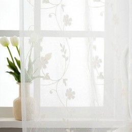 Rideaux Transparents Blancs Brodés Pour Fenêtres, Rideaux Sur Mesure Pour Salon, Chambre À Coucher
