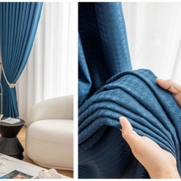 Rideau Jacquard Pied-De-Poule Sur Mesure, Rideau Occultant Pour Salon Et Chambre À Coucher