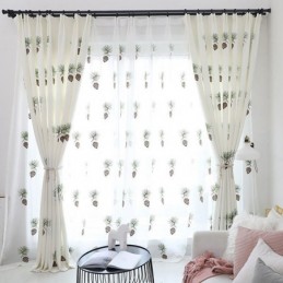 Rideau Pastoral Moderne Sur Mesure, Brodé En Forme De Pomme De Pin, Pour Salon