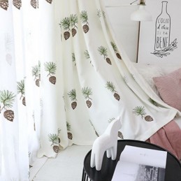Rideau Pastoral Moderne Sur Mesure, Brodé En Forme De Pomme De Pin, Pour Salon