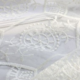 Rideau Transparent Simple Sur Mesure, Blanc, Broderie Assortie, Pour Salon