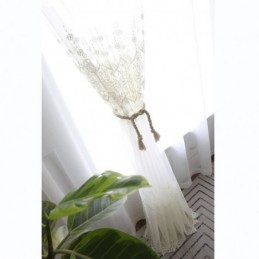 Rideau Transparent Simple Sur Mesure, Blanc, Broderie Assortie, Pour Salon