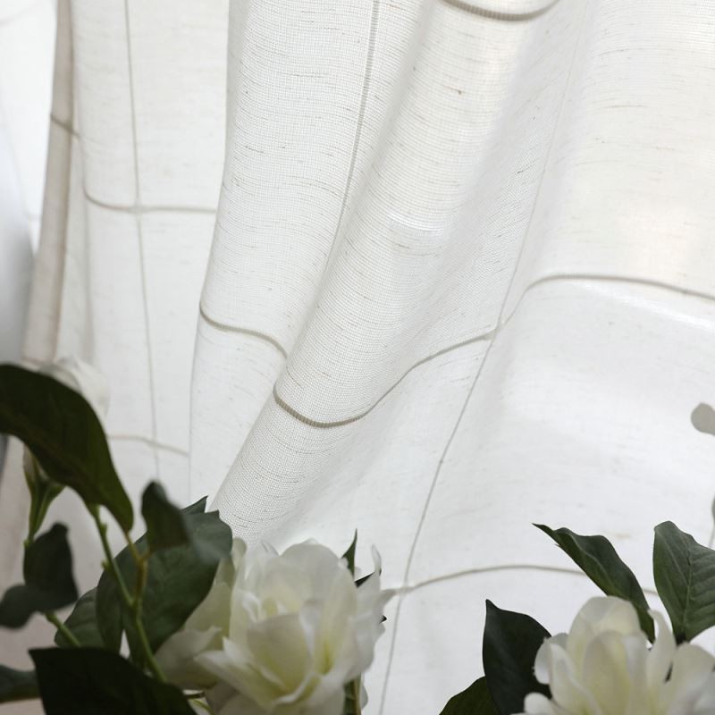 Rideau Transparent Minimaliste Sur Mesure, Grand Panneau En Voile Jacquard À Treillis Pour Salon