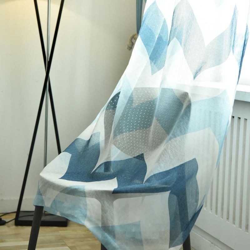 Rideau Transparent Simple Et Nordique Sur Mesure, Motif Ondulé Imprimé Pour Salon