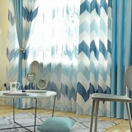 Rideau Transparent Simple Et Nordique Sur Mesure, Motif Ondulé Imprimé Pour Salon