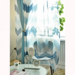 Rideau Transparent Simple Et Nordique Sur Mesure, Motif Ondulé Imprimé Pour Salon