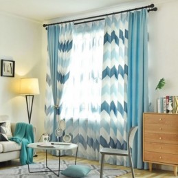Rideau Transparent Simple Et Nordique Sur Mesure, Motif Ondulé Imprimé Pour Salon