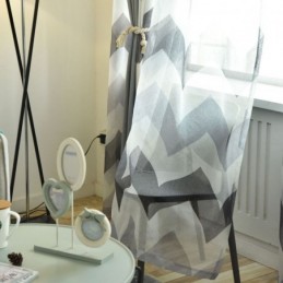 Rideau Transparent Simple Et Nordique Sur Mesure, Motif Ondulé Imprimé Pour Salon