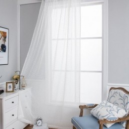 Rideau Transparent Blanc Sur Mesure, Draperies En Voile Gaufré Pour Salon Et Chambre À Coucher