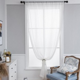 Rideau Transparent Blanc Sur Mesure, Draperies En Voile Gaufré Pour Salon Et Chambre À Coucher