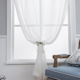 Rideau Transparent Blanc Sur Mesure, Draperies En Voile Gaufré Pour Salon Et Chambre À Coucher