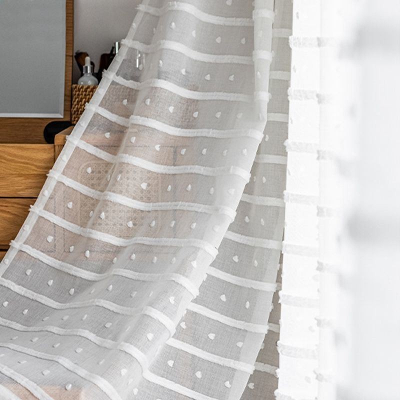 Rideau Transparent Blanc Sur Mesure, Rideaux En Tulle Brodé Pour Salon