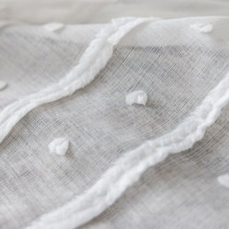 Rideau Transparent Blanc Sur Mesure, Rideaux En Tulle Brodé Pour Salon