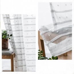 Rideau Transparent Blanc Sur Mesure, Rideaux En Tulle Brodé Pour Salon
