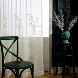 Rideau Transparent Classique Sur Mesure En Tulle Brodé De Bambou Pour Salon