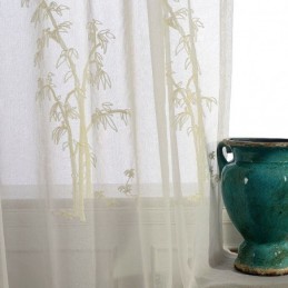 Rideau Transparent Classique Sur Mesure En Tulle Brodé De Bambou Pour Salon