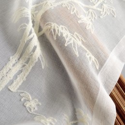 Rideau Transparent Classique Sur Mesure En Tulle Brodé De Bambou Pour Salon