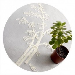 Rideau Transparent Classique Sur Mesure En Tulle Brodé De Bambou Pour Salon