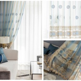 Rideau En Tulle Brodé De Luxe Sur Mesure, Voile Transparent Pour Salon