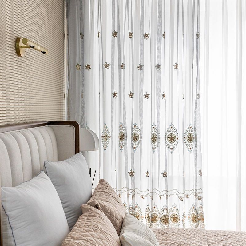 Rideau En Tulle Brodé Sur Mesure, Voile Transparent De Luxe Européen Pour Salon