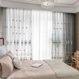 Rideau En Tulle Brodé Sur Mesure, Voile Transparent De Luxe Européen Pour Salon