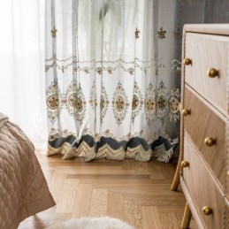 Rideau En Tulle Brodé Sur Mesure, Voile Transparent De Luxe Européen Pour Salon