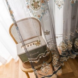 Rideau En Tulle Brodé Sur Mesure, Voile Transparent De Luxe Européen Pour Salon