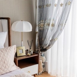Rideau En Tulle Brodé Sur Mesure, Voile Transparent De Luxe Européen Pour Salon