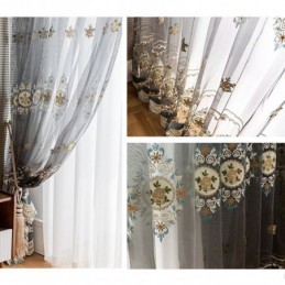 Rideau En Tulle Brodé Sur Mesure, Voile Transparent De Luxe Européen Pour Salon