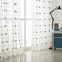Rideau Transparent En Voile Brodé D'Étoiles, Panneau De Rideau Sur Mesure Pour Salon, Chambre À Coucher, Porte En Verre, Fenêtre