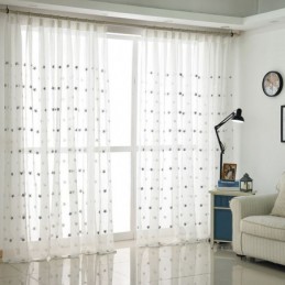 Rideau Transparent En Voile Brodé D'Étoiles, Panneau De Rideau Sur Mesure Pour Salon, Chambre À Coucher, Porte En Verre, Fenêtre