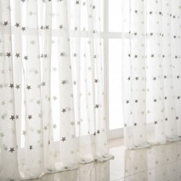 Rideau Transparent En Voile Brodé D'Étoiles, Panneau De Rideau Sur Mesure Pour Salon, Chambre À Coucher, Porte En Verre, Fenêtre