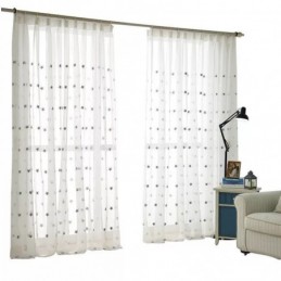 Rideau Transparent En Voile Brodé D'Étoiles, Panneau De Rideau Sur Mesure Pour Salon, Chambre À Coucher, Porte En Verre, Fenêtre