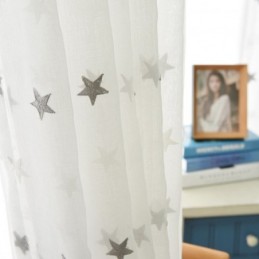 Rideau Transparent En Voile Brodé D'Étoiles, Panneau De Rideau Sur Mesure Pour Salon, Chambre À Coucher, Porte En Verre, Fenêtre