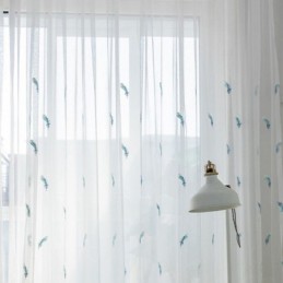 Rideau Transparent Brodé De Plumes Sur Mesure, Minimaliste Et Respirant, Pour Salon Et Chambre À Coucher